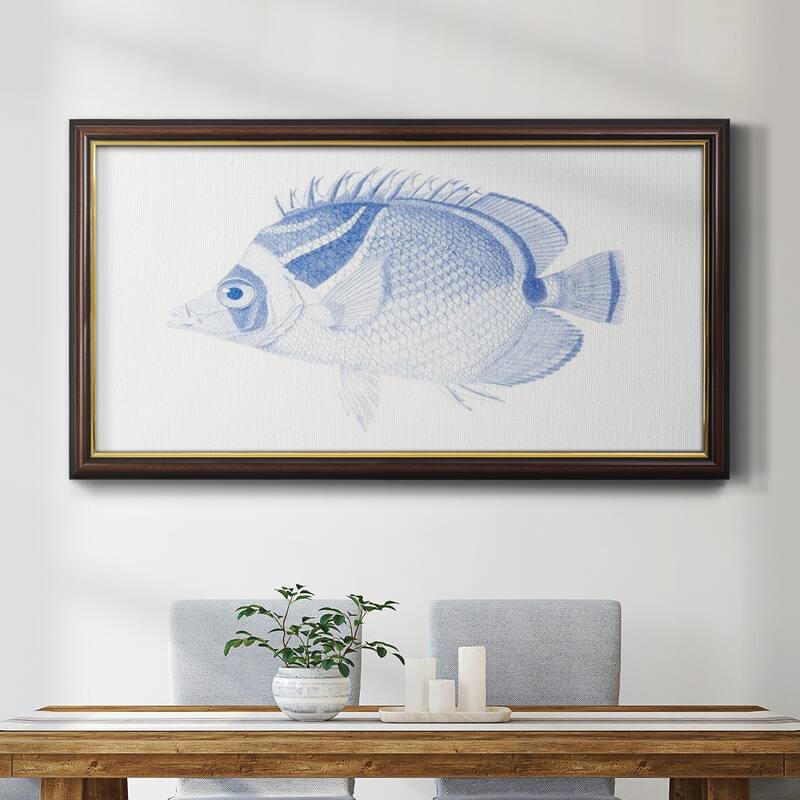Blue & White Tropical Fish IV Premium Framed Canvas- Ready to Hang