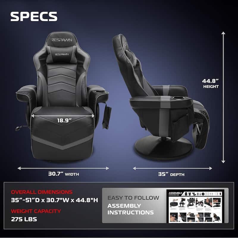 RESPAWN 900 Gaming Recliner - Reclining Gaming Chair with Footrest, Gaming Chair Recliner