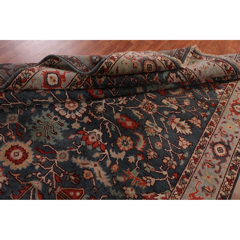 Blue Oushak Indian Area Rug Handmade Wool Carpet - 7'9"x 9'8"
