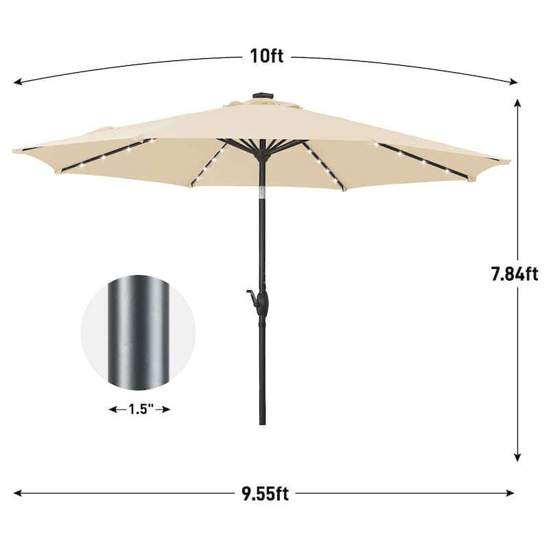 Autlaycil 10FT Solar Power LED Lights Patio Umbrella