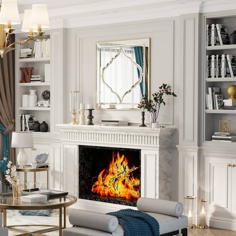 Square Glass Wall Mirror Decorative Hanging for Living Room - 32"x32"