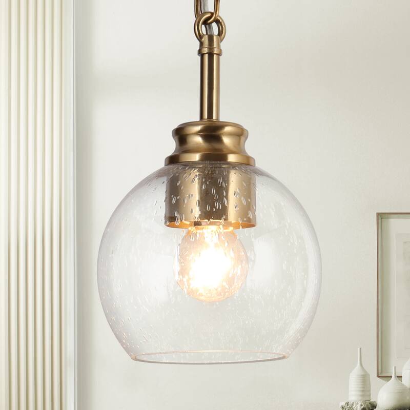 Iain Modern Contemporary 1-Light Black Gold Pendant Light Globe Glass Kitchen Island Lights