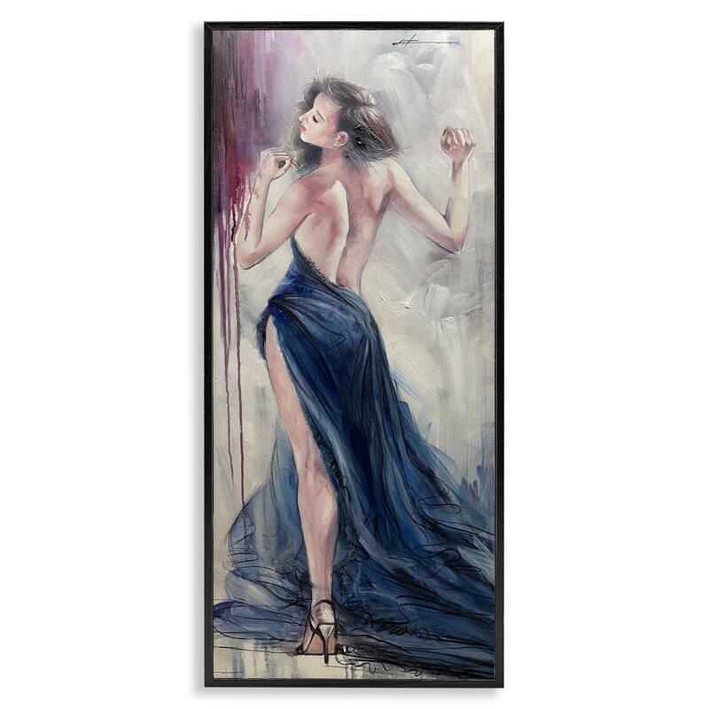 Stupell Trendy Elegance Visage Framed Giclee Art Design By Lucille Lee - 10 x 24 - Black