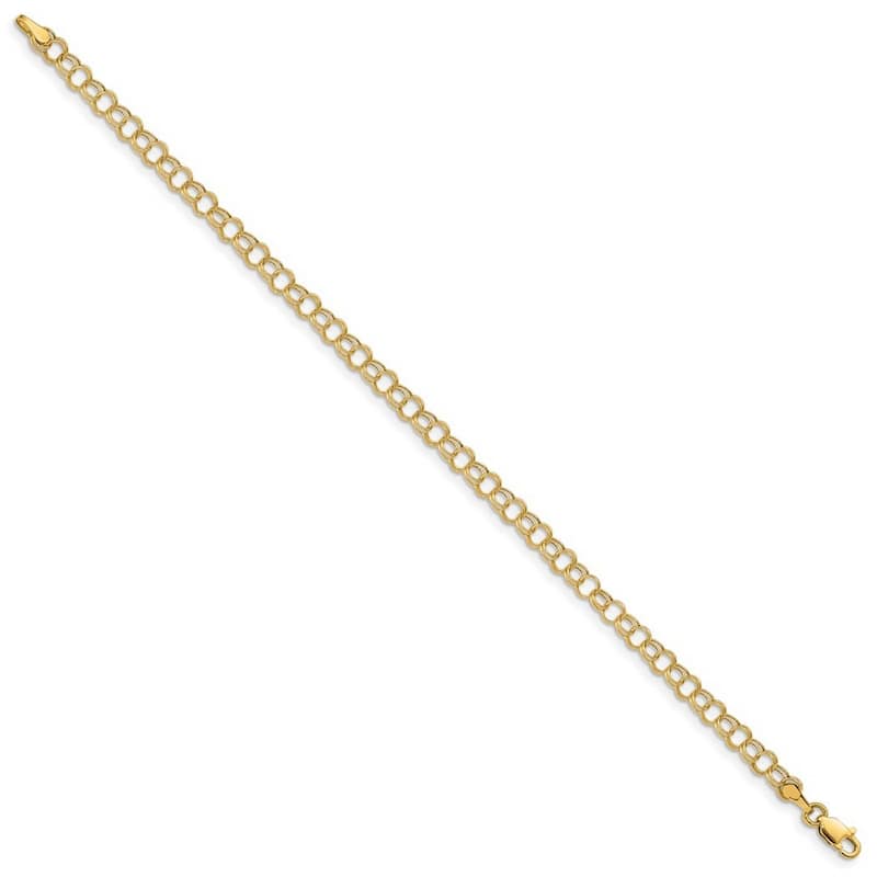 Curata 10k Yellow Gold 4mm Hollow Double Link Charm Bracelet Options: 6" 7" 8"