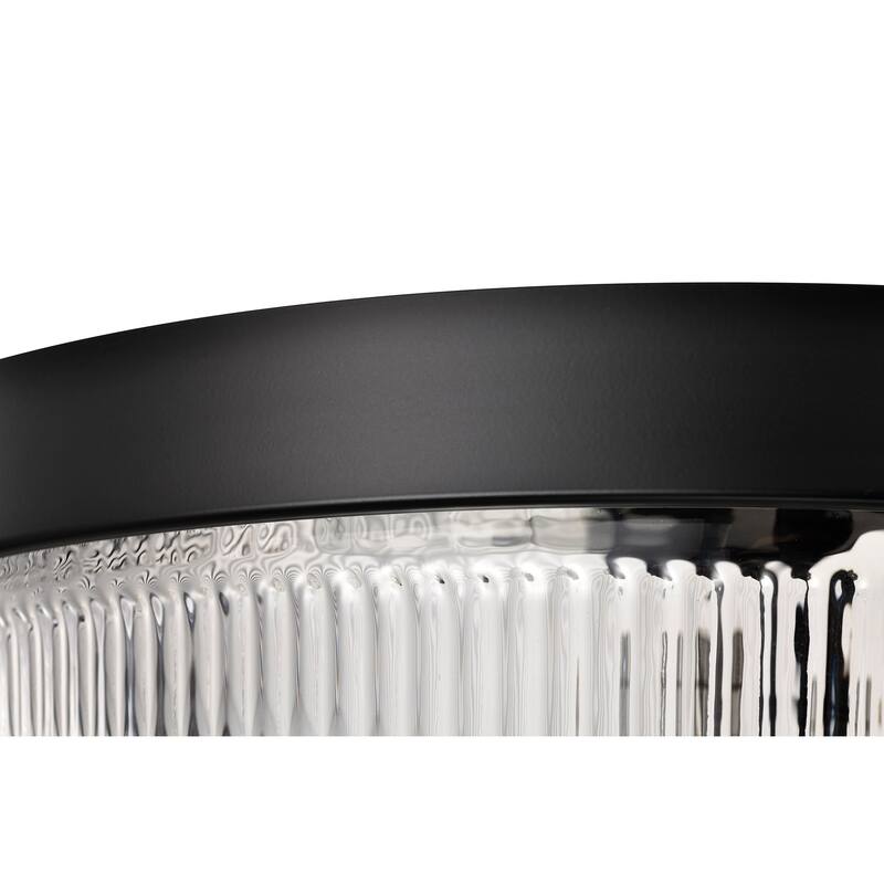 Grayson Large Flush Mount Matte Black Finish Clear Ribbed Glass - Matte Black