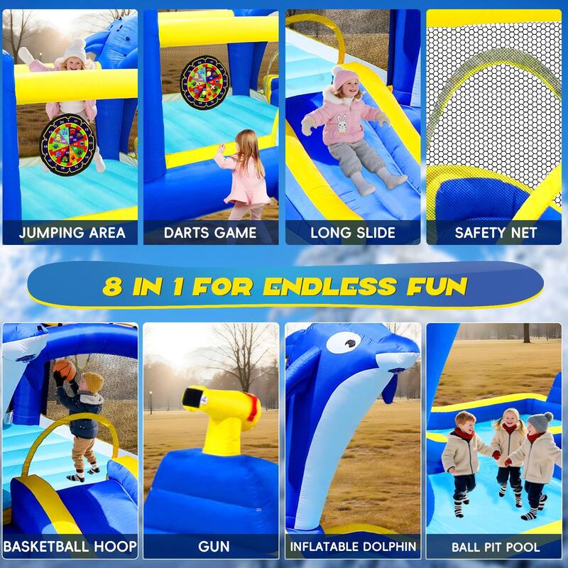 8 in1 Inflatable slide water park trampoline bouncing house outdoor garden
