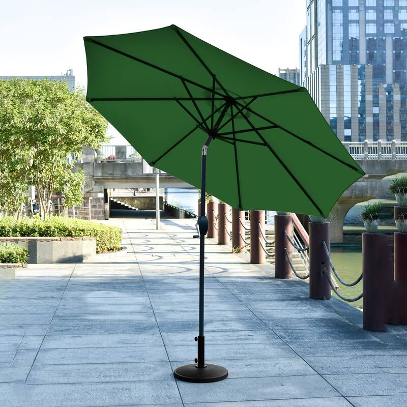 Lopes 9-Foot Patio Umbrella with Ceramic Base Included - Dark Green
