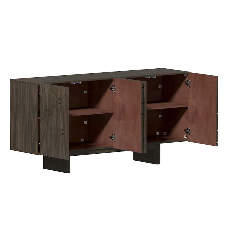 Clihome Modern MDF 4-Door Storage Buffet Sideboard