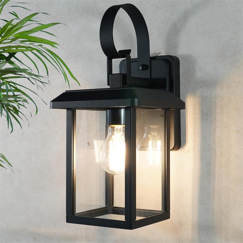 Outdoor Dusk to Dawn Wall Light Black Exterior Light Fixture - Black