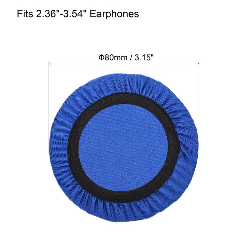 3 Pairs Blue Fabric Headphone Covers, Fits 2.36"-3.54" Earphones - Blue
