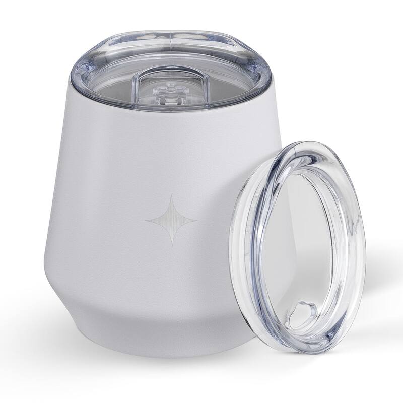 JoyJolt Vacuum Insulated Stainless Steel Stemless Wine Tumbler with Lid - 12 oz - White