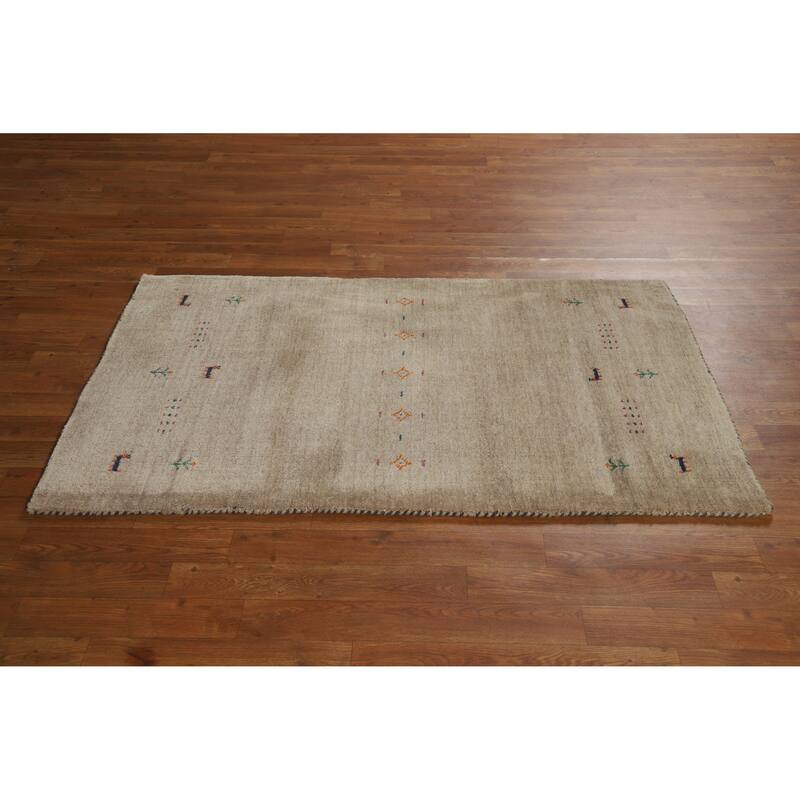 Hand Knotted Oriental 100% Wool Carpet Tribal Animal Pictorial Brown Gabbeh Area Rug - 4' 11'' X 3' 0''
