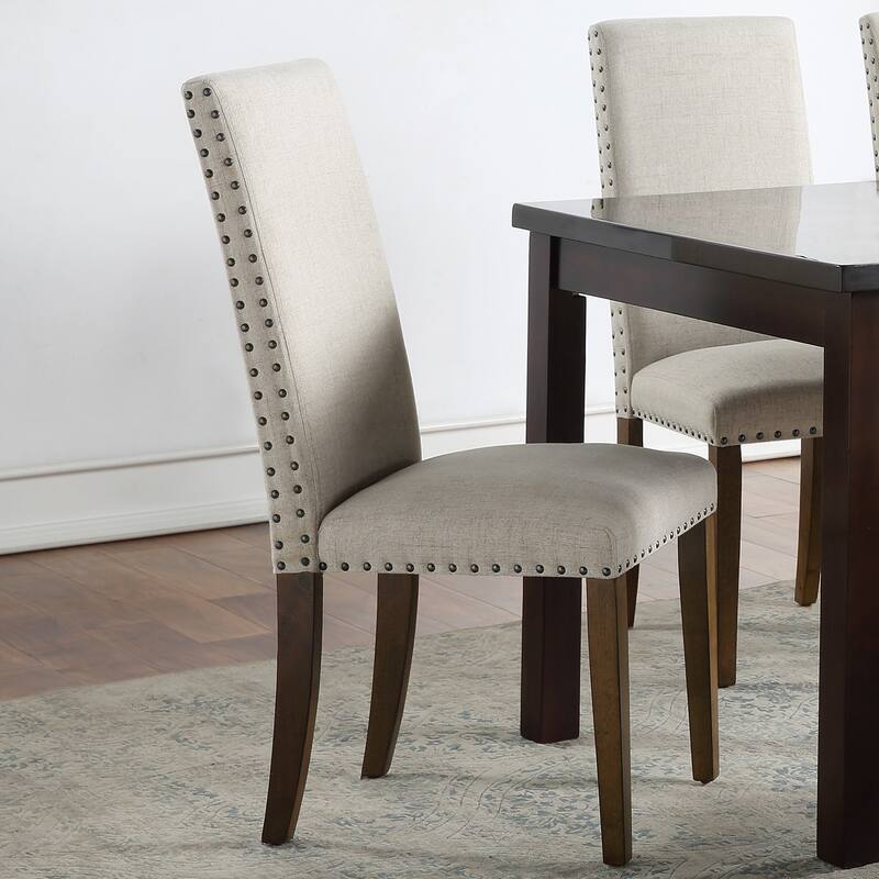 MidCentury Modern HighBack Upholstered Dining Chairs, Set of 2 Fabric