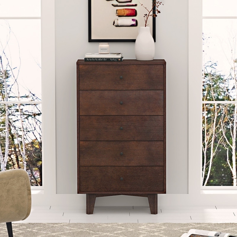 Vintage Style Dresser Cabinet 5 Drawers Storage Cabinet Wood