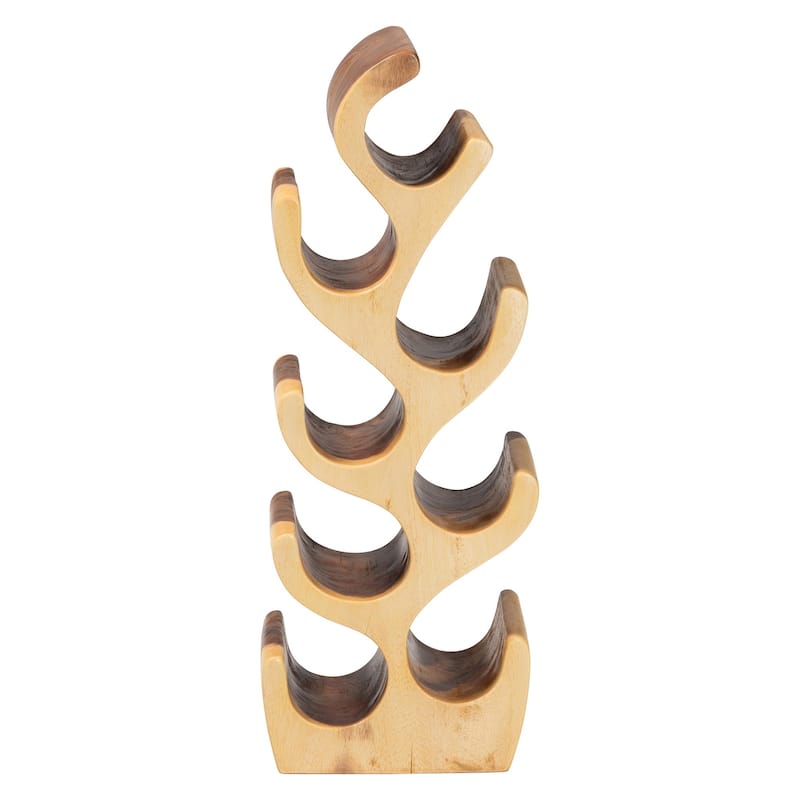 Matana Suar Wood Wine Rack with 8-Bottle Capacity, Modern Rustic Wine Organizer Stand with Tree Branch Design, Free-Standing