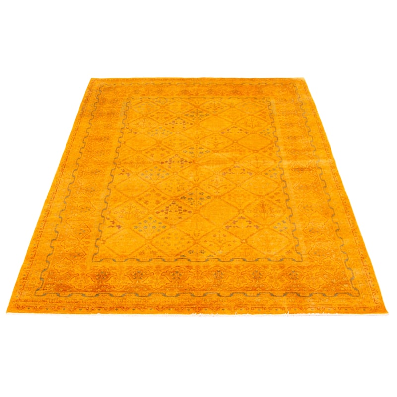 ECARPETGALLERY Hand-knotted Vibrance Light Orange Wool Rug - 6'0 x 8'7