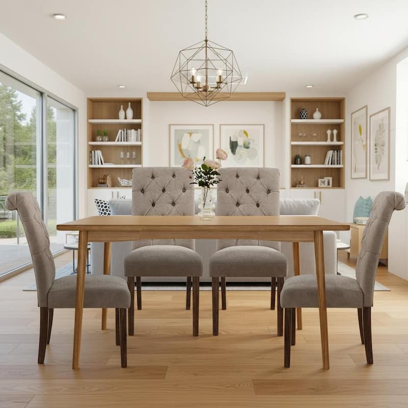 RENEWLINE Tufted Parsons Dining Side Chairs ,Upholstered Fabric Dining Chairs Kitchen Chairs with Padded Seat(Set Of 2)