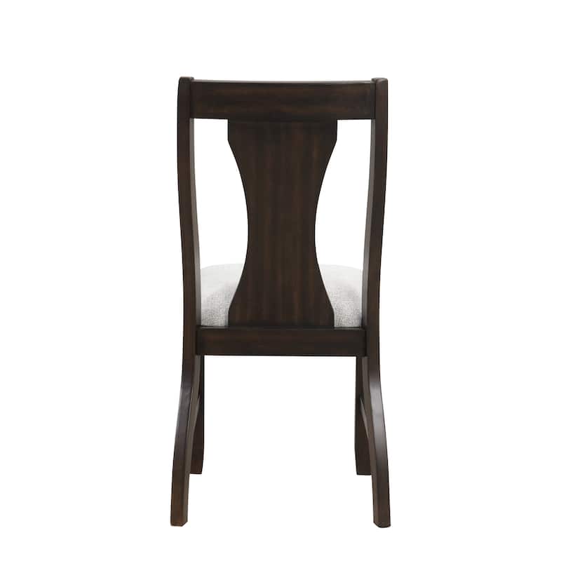 Kiana Dining Chair Set of 2, Beige Fabric Cushion, Dark Brown Wood