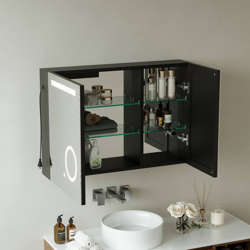Modern LED Vanity Mirror Cabinet With Adjustable Lighting & Magnifying Mirror