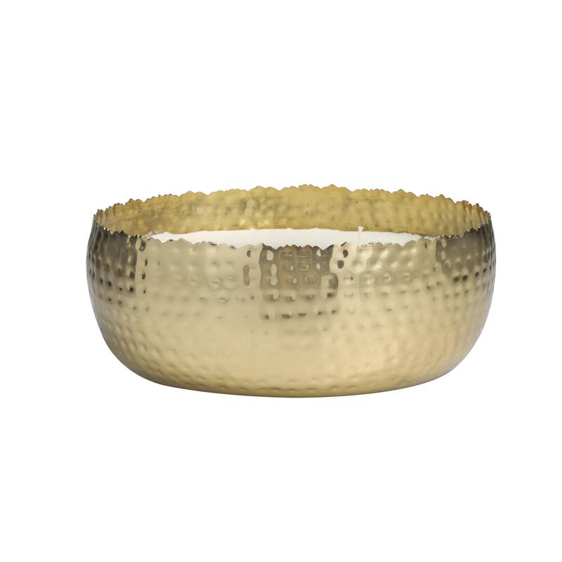 Metal Scented Wide Hammered 90 oz 4 Wick Decorative Candle with White Wax - Gold, Silver, Black - Roche River Decor