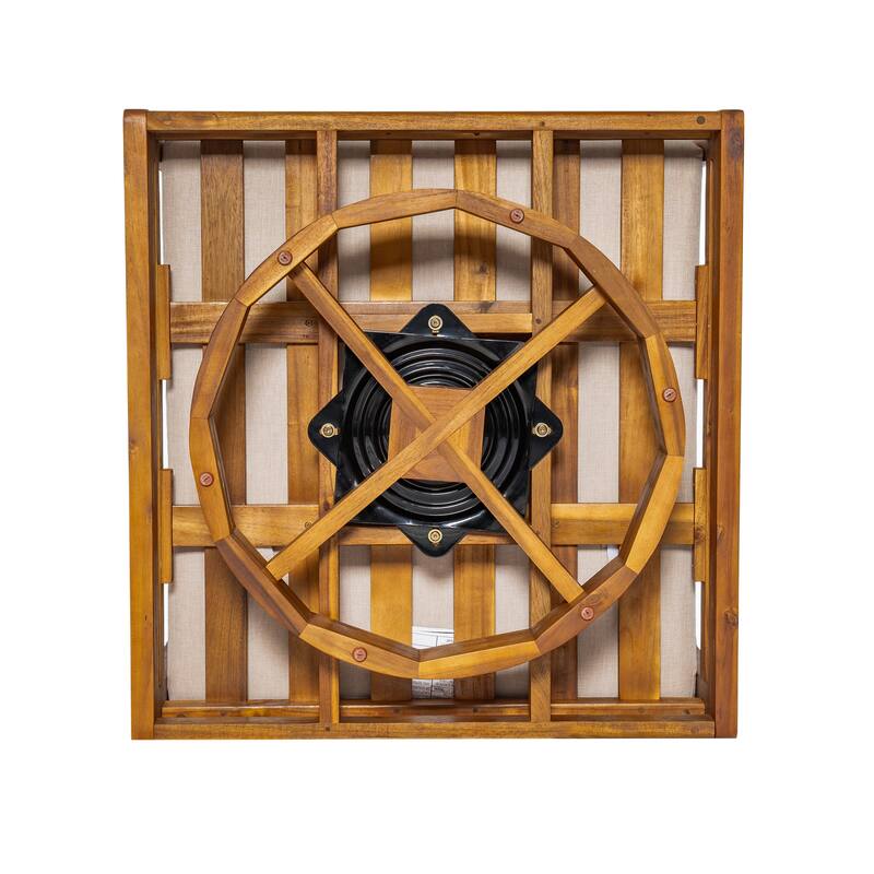 Christopher Knight Home - Outdoor Swivel Solid Acacia Wood Lounge Chair with Beige Cushion