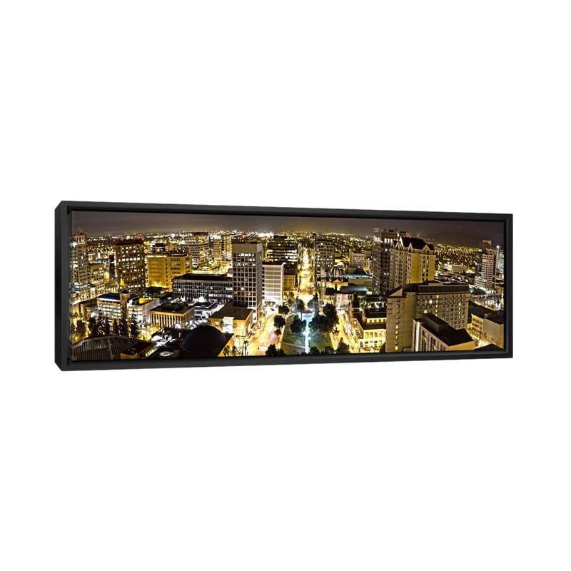 iCanvas "San Jose Panoramic Skyline Cityscape (Night View)" by Unknown Artist Framed Canvas Print