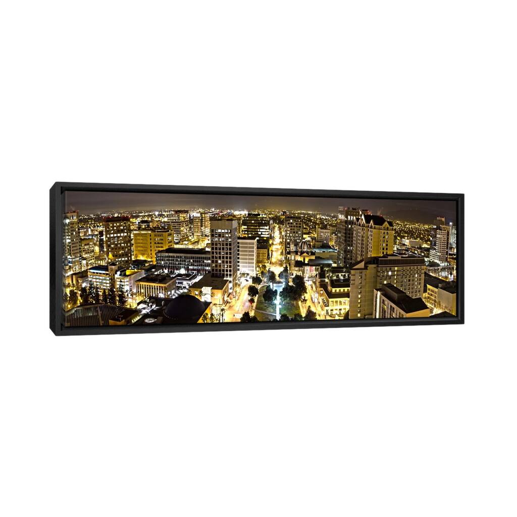 iCanvas "San Jose Panoramic Skyline Cityscape (Night View)" by Unknown Artist Framed Canvas Print