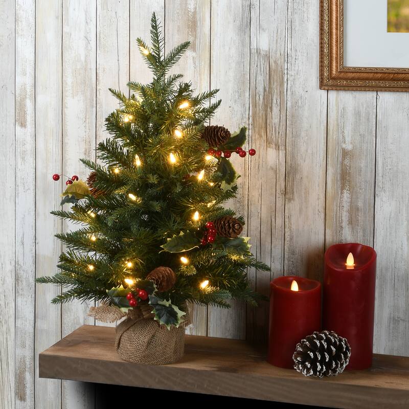 National Tree Company 2 ft. Happy Hill Pine Tree with LED Lights - 2 Foot