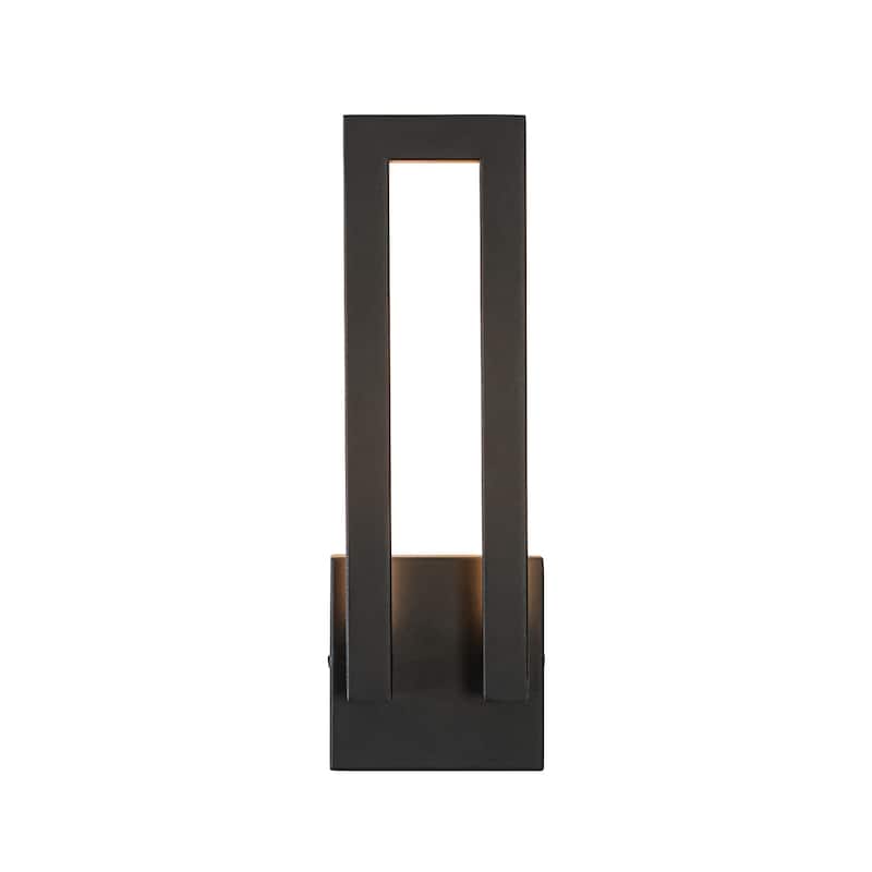 14.6 in. H Satin Black Linear Dimmable Integrated LED Waterproof Outdoor Wall Light Sconce - 4.7 in. W x 14.6 in. H x 2.8 in. D