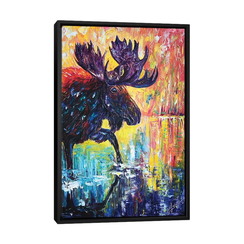 iCanvas "Moose" by OLena Art Framed Canvas Print - Black - 40x26