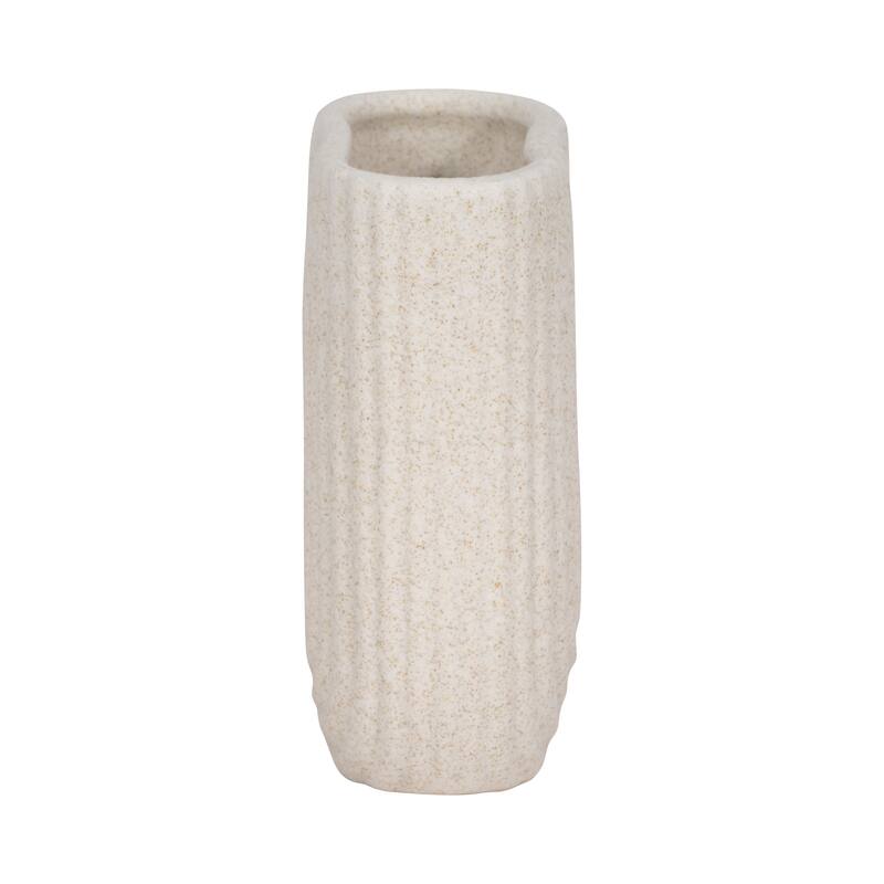 Rectangular Speckled Sand Upside Down Arch Vase - Ivory, 8"