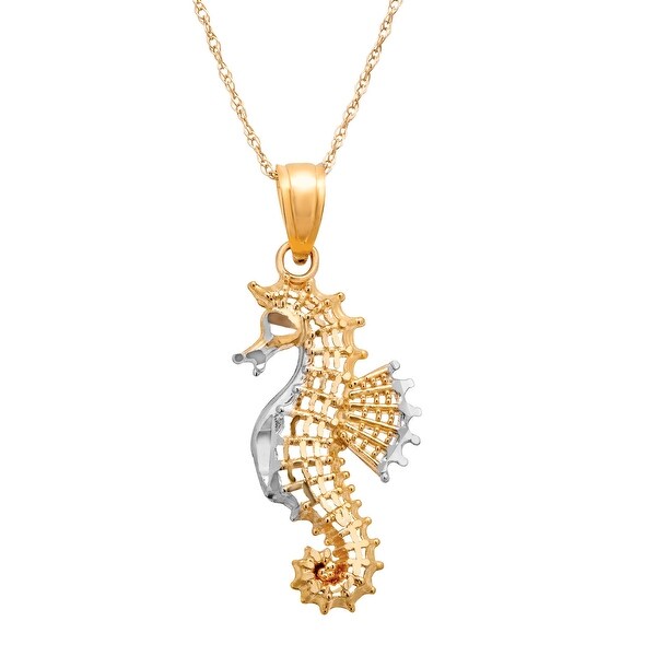 Just Gold Seahorse Pendant in 10K Two-Tone Gold