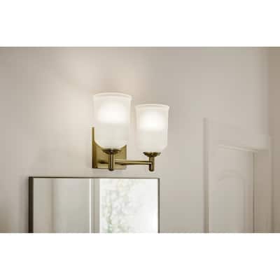 Kichler Lighting Shailene 12.5 in. 2-Light Natural Brass Vanity Light - 12.5 in