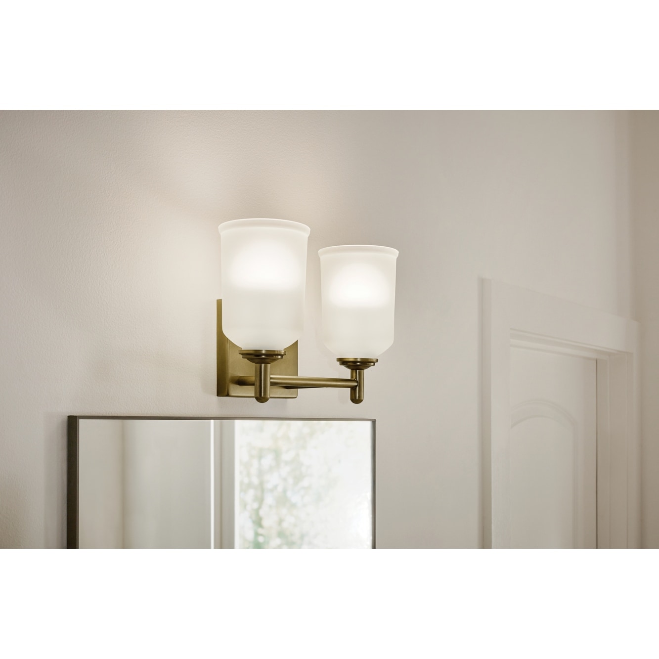 Kichler Lighting Shailene 12.5 in. 2-Light Natural Brass Vanity Light - 12.5 in