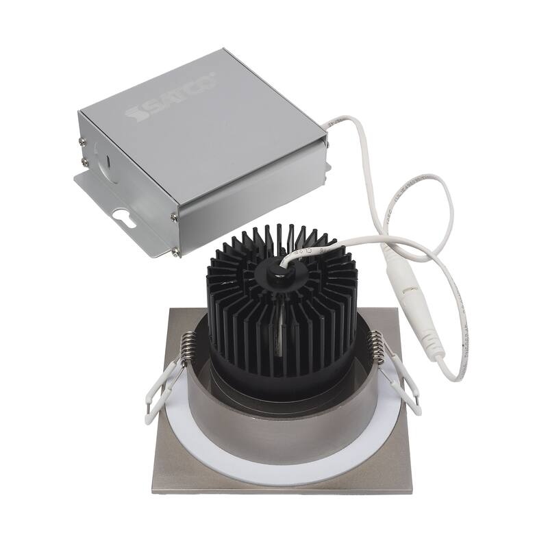 12W LED DW Downlight 3.5 in 3000K 120V Sq Remote Driver Brushed Nickel