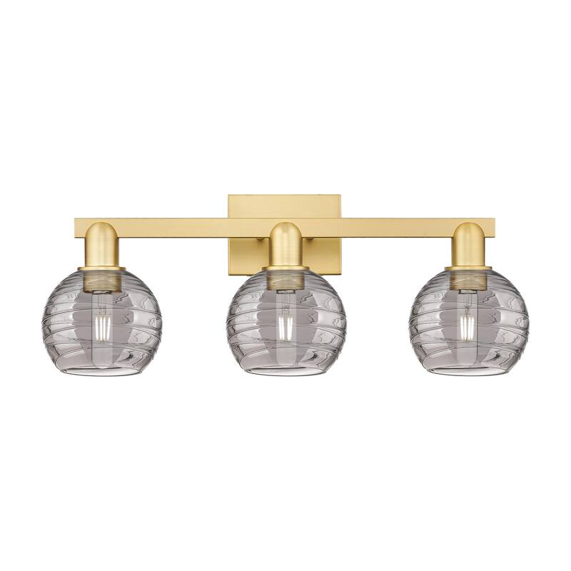 Innovations Lighting 716-3W-11-26 Athens Deco Swirl Vanity Athens Deco - Satin Gold / Light Smoke Deco Swirl