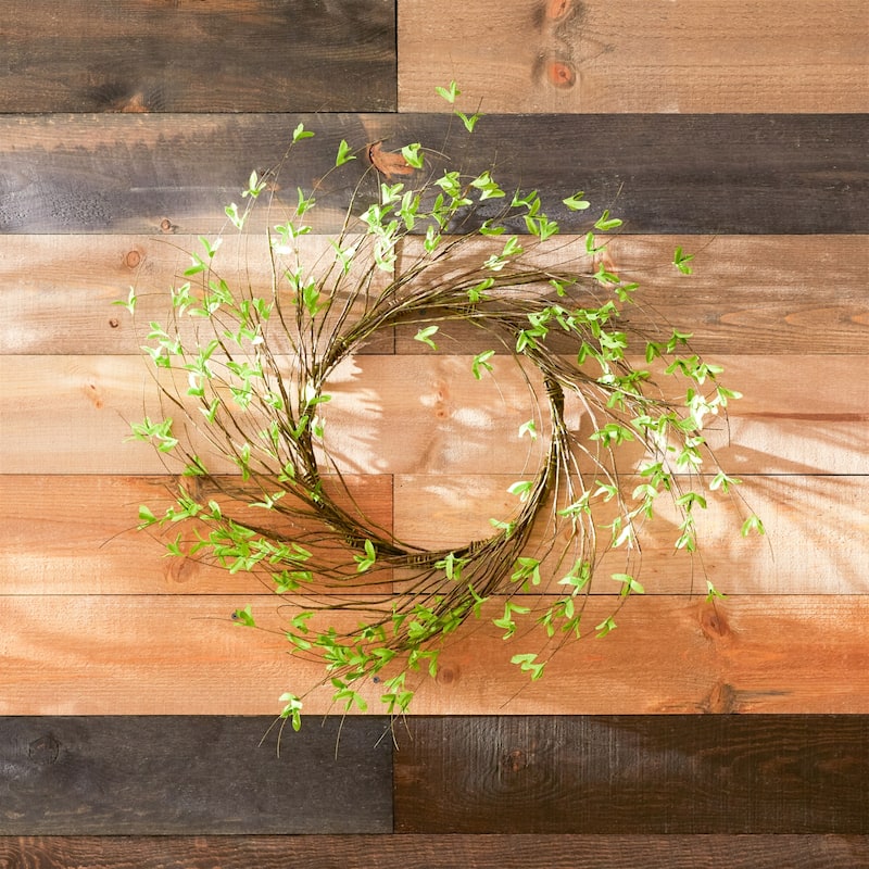 Mini Leaf Spring Artificial Twig Wreath - 22" - Green