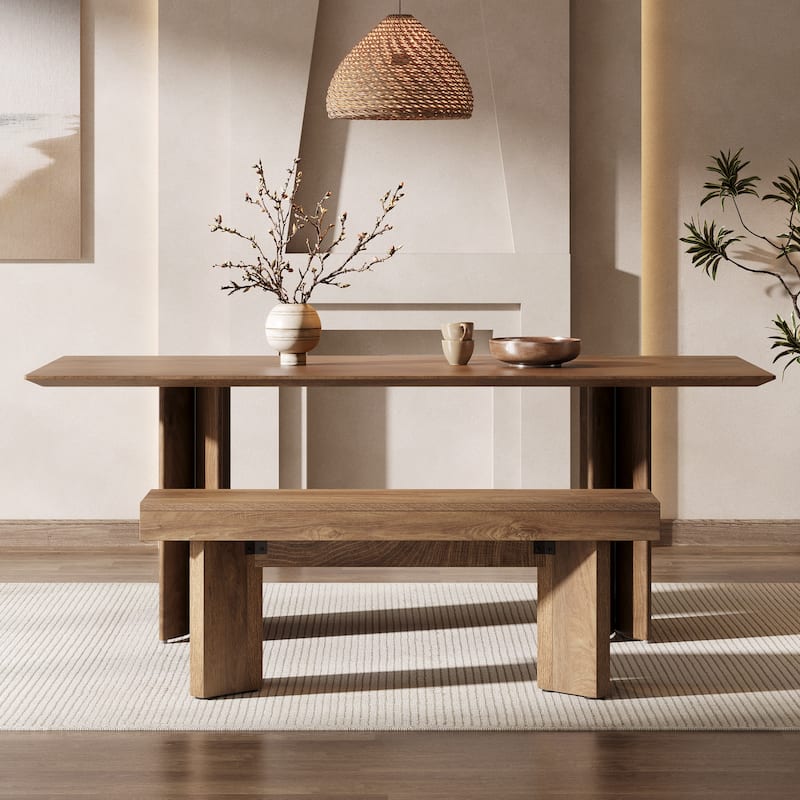 Farmhouse Wooden Dining Bench, 47" Indoor Kitchen Table Bench