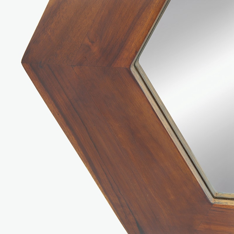 18.5" x 18.5" Hexagon Mirror with Wood Frame