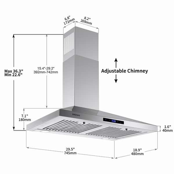 30 inch Wall Mount Range Hood Stainless Steel 350 Cfm Cooking Stove ...
