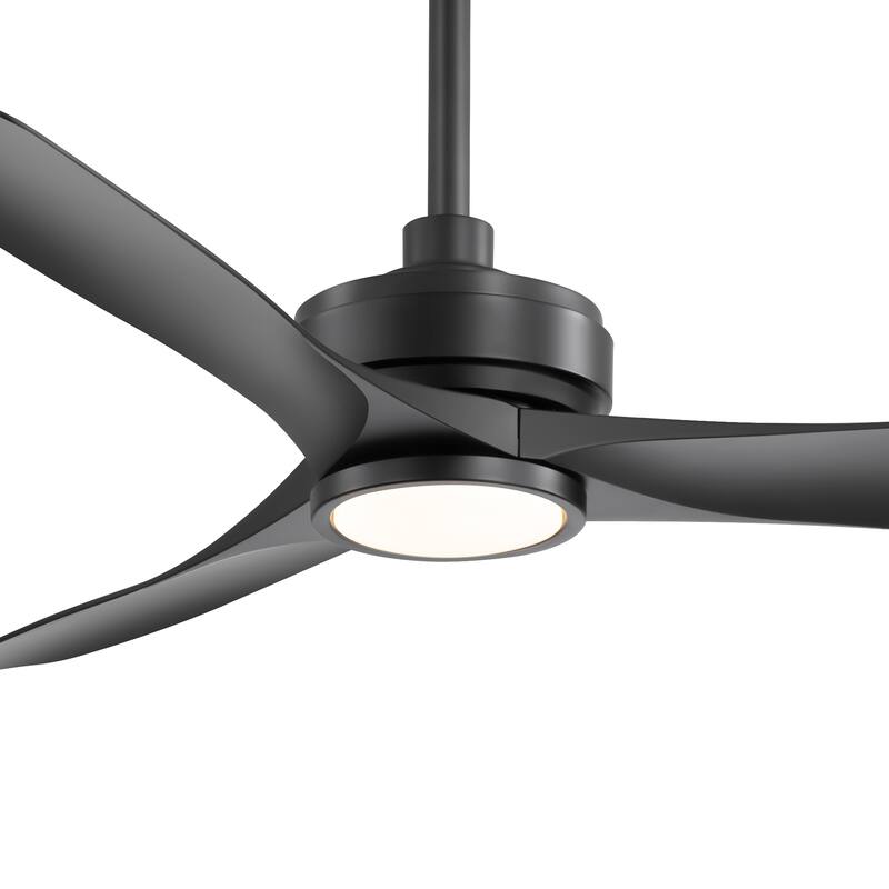 52-inch Black Waterproof Outdoor Ceiling Fan with Light Remote(3-Blade)