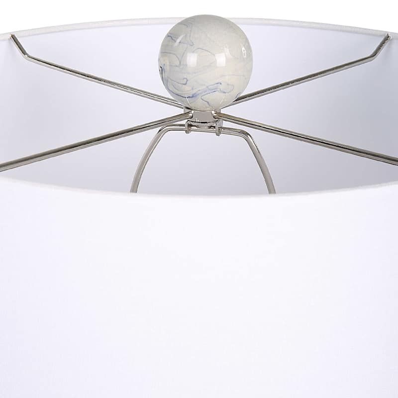 Ceramic Table Lamp with Drum Shade - 26" - Blue and White