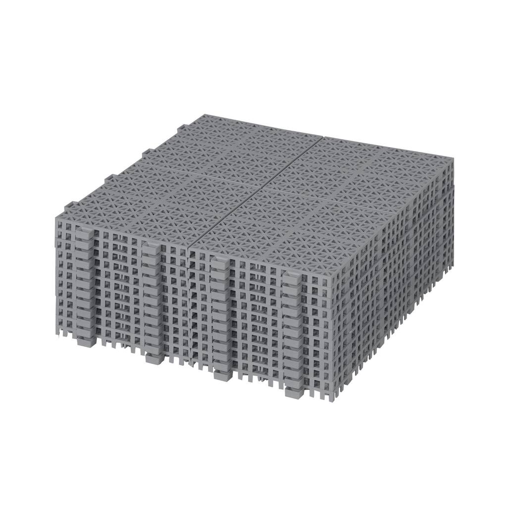 12 x 12 Inch Gray Interlocking Deck Tiles Plastic Waterproof All Weather Anti-slip Bathroom Shower Balcony Porch, Pack of 12
