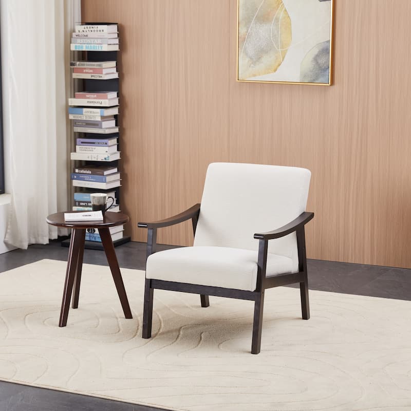 Accent Chair, Mid-Century Modern Armchair with Solid Wood Legs, Reading Leisure Chair with High Back for Living Room