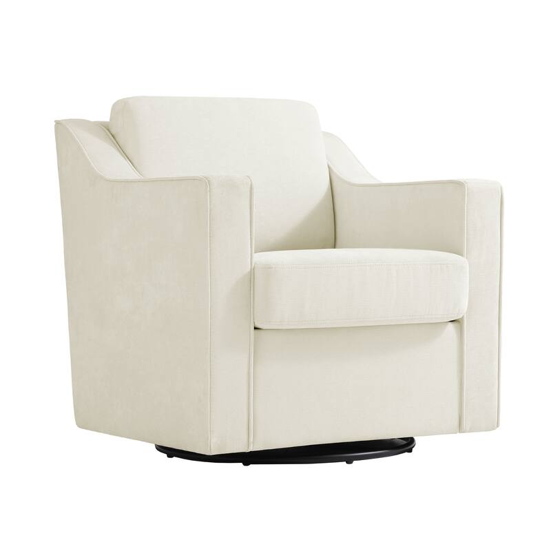 30'' W Vegan Leather/ Chenille Swivel Accent Chair