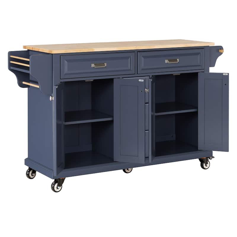 Kitchen Cabinet with Adjustable Shelves, Kitchen Island with Drawers, Kitchen Storage Cart with Built-in Spice Rack