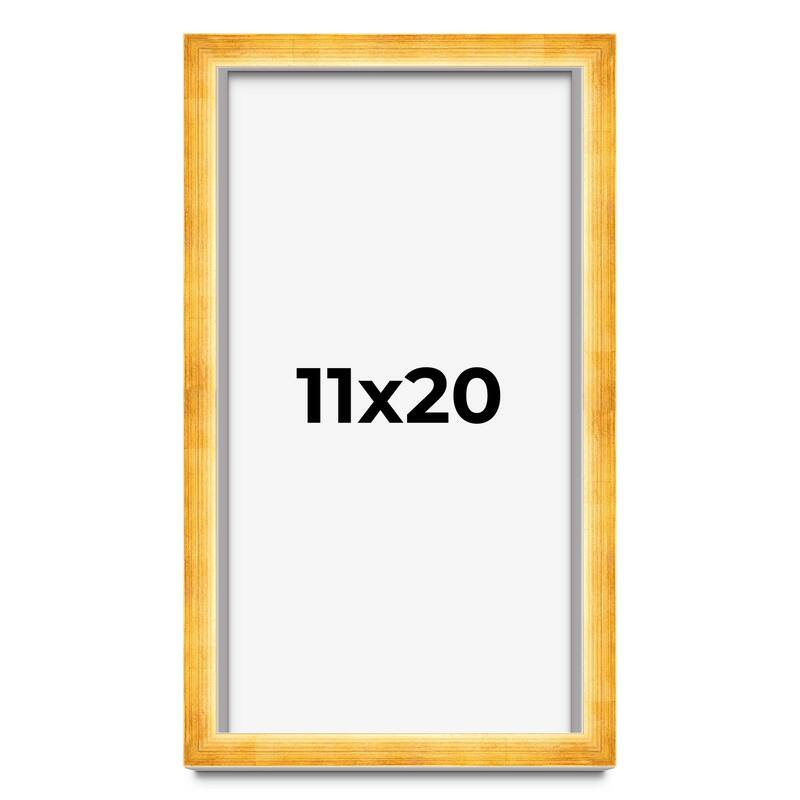 11x20 Shadow Box Frame Gold | 1.625 Inches Deep Real Wood Traditional