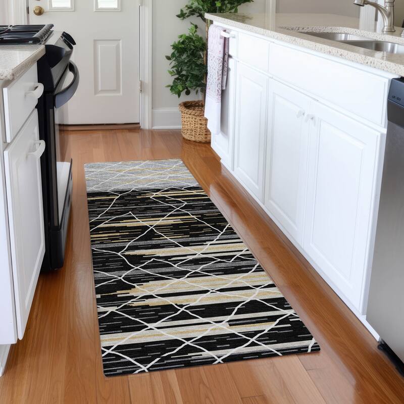 Premium Washable Super Soft Modern Himalaya Mayfield Rug - 2'3" x 7'6" - Black