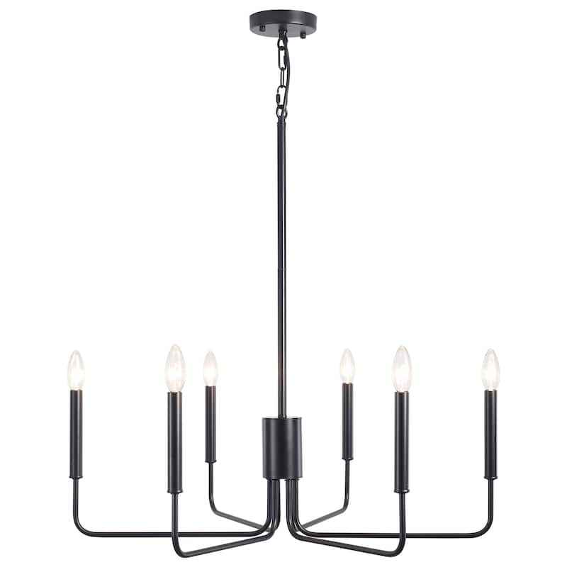 Modern 6-Light Simple Candle Chandelier for Kitchen Island, Living Room, Bedroom, Foyer