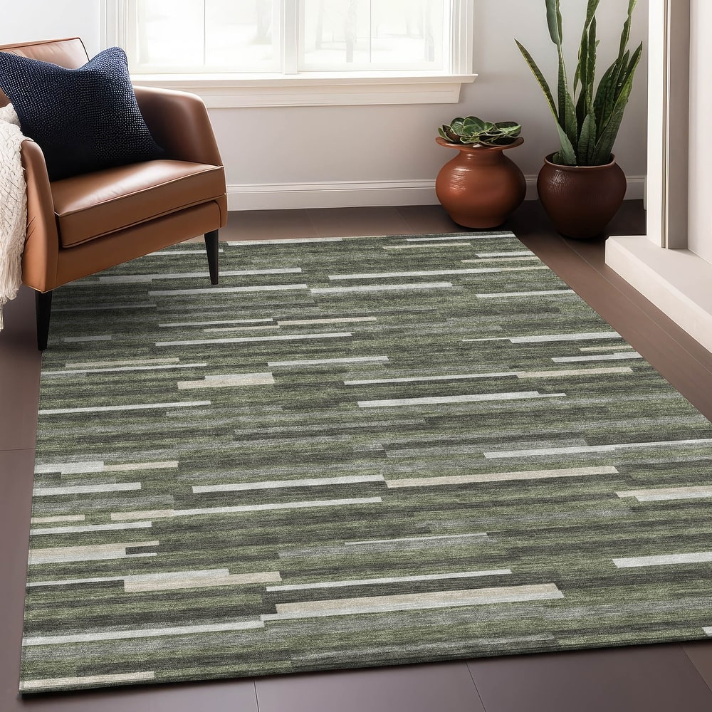 Premium Washable Super Soft Geo Stripes Mayfield Rug